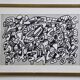 Sérigraphie encadrée sous verre d'après Jean Dubuffet, en noir et blanc, années 70, 40 x 29