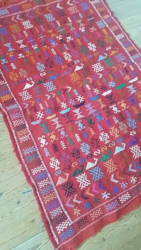 Ethnic bohemian red berber rug 142x101cm