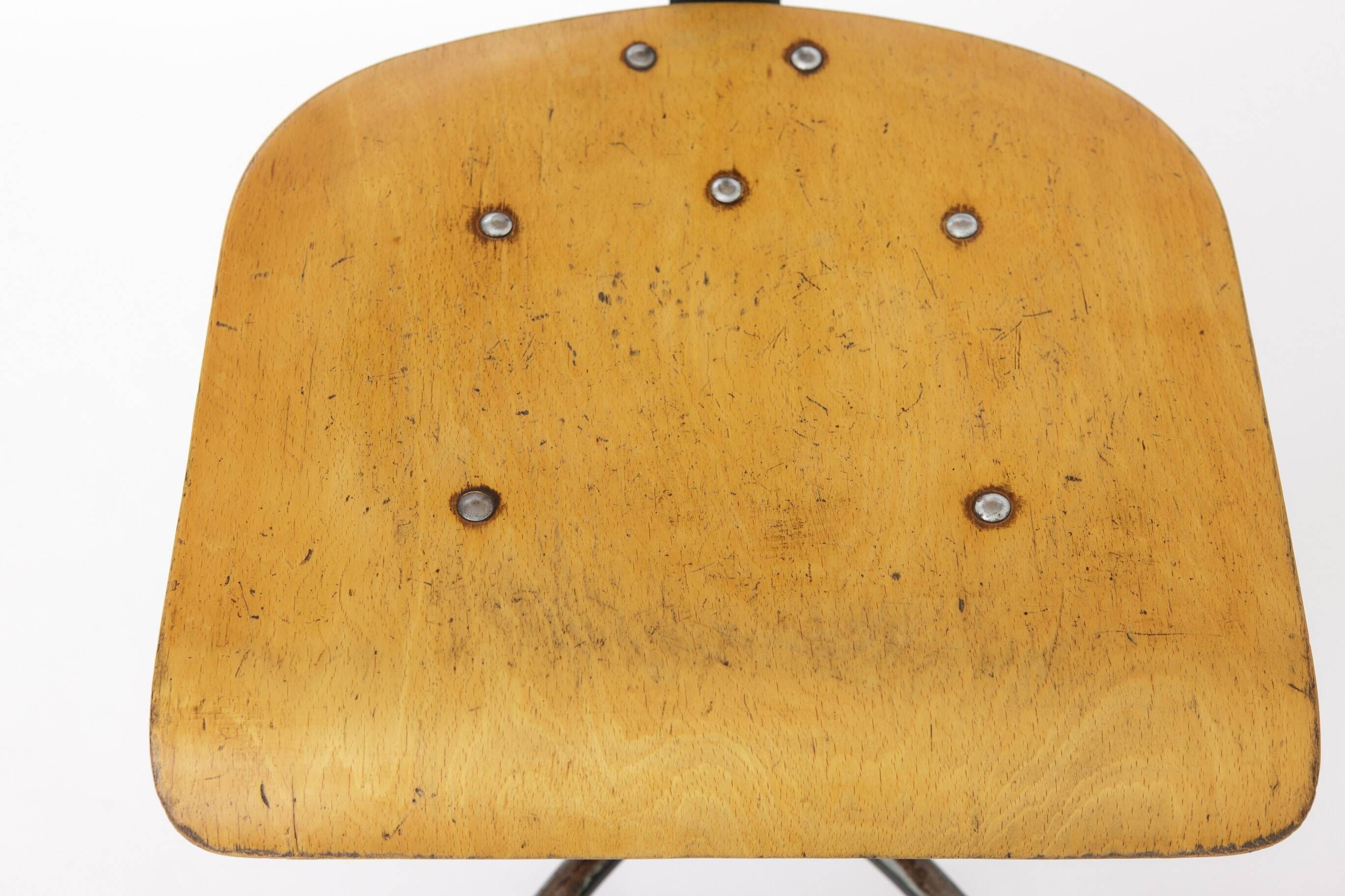 Industrial Swivel Chair by Heni Germany, 1950s Bauhaus Workshop Chair 1950