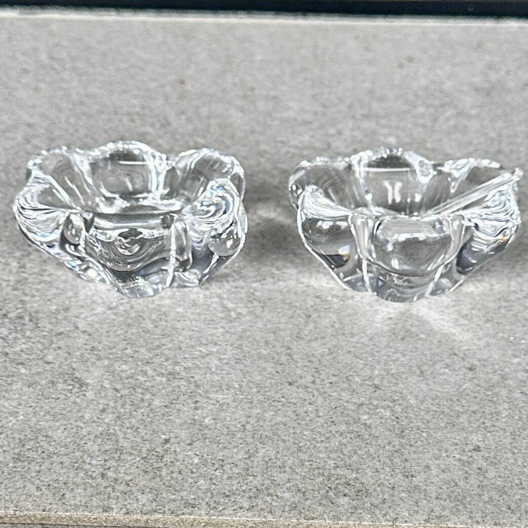 Pair of crystal salt cellars by Daum France