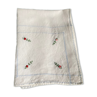 Vintage embroidered tea tablecloth