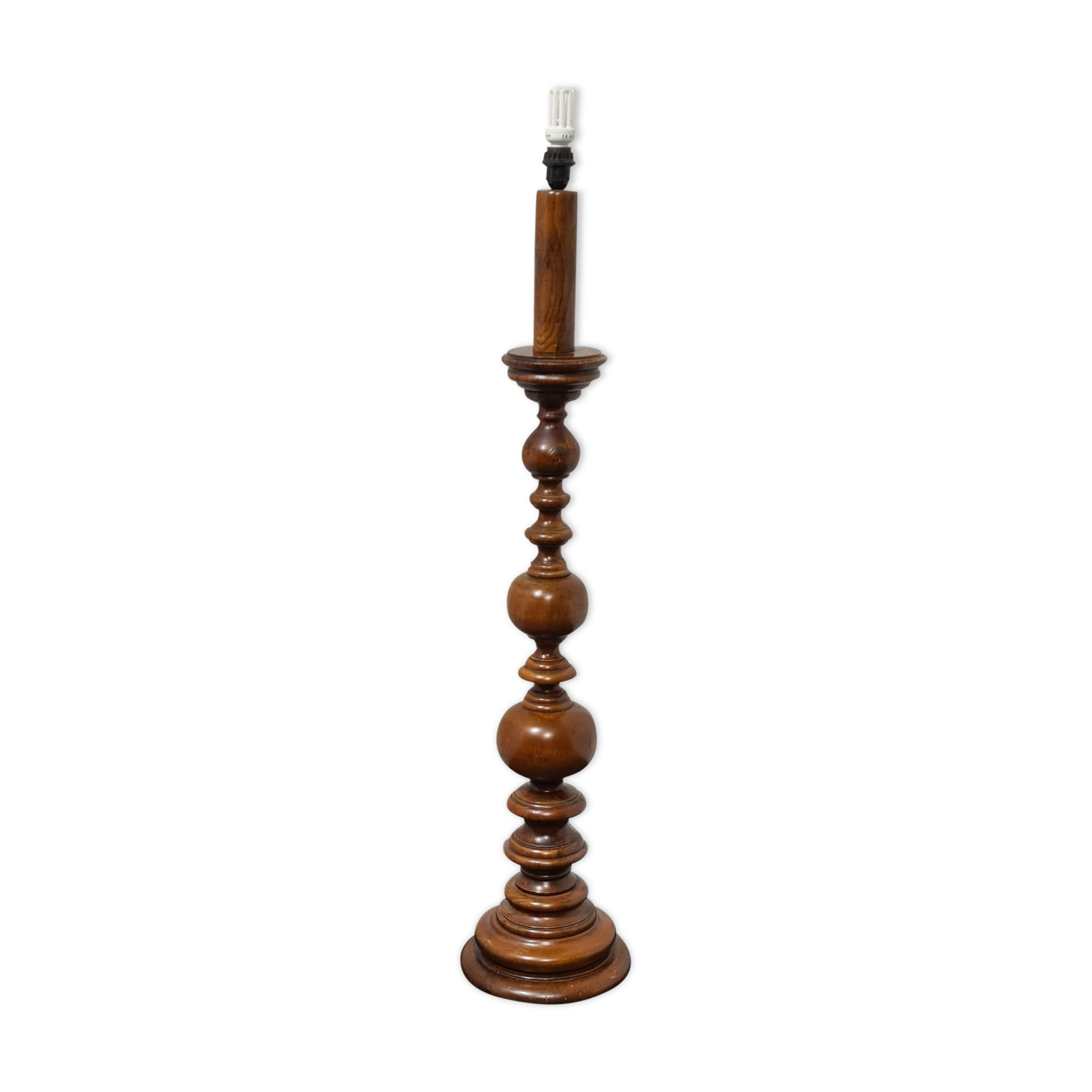Vintage turned wood floor lamp