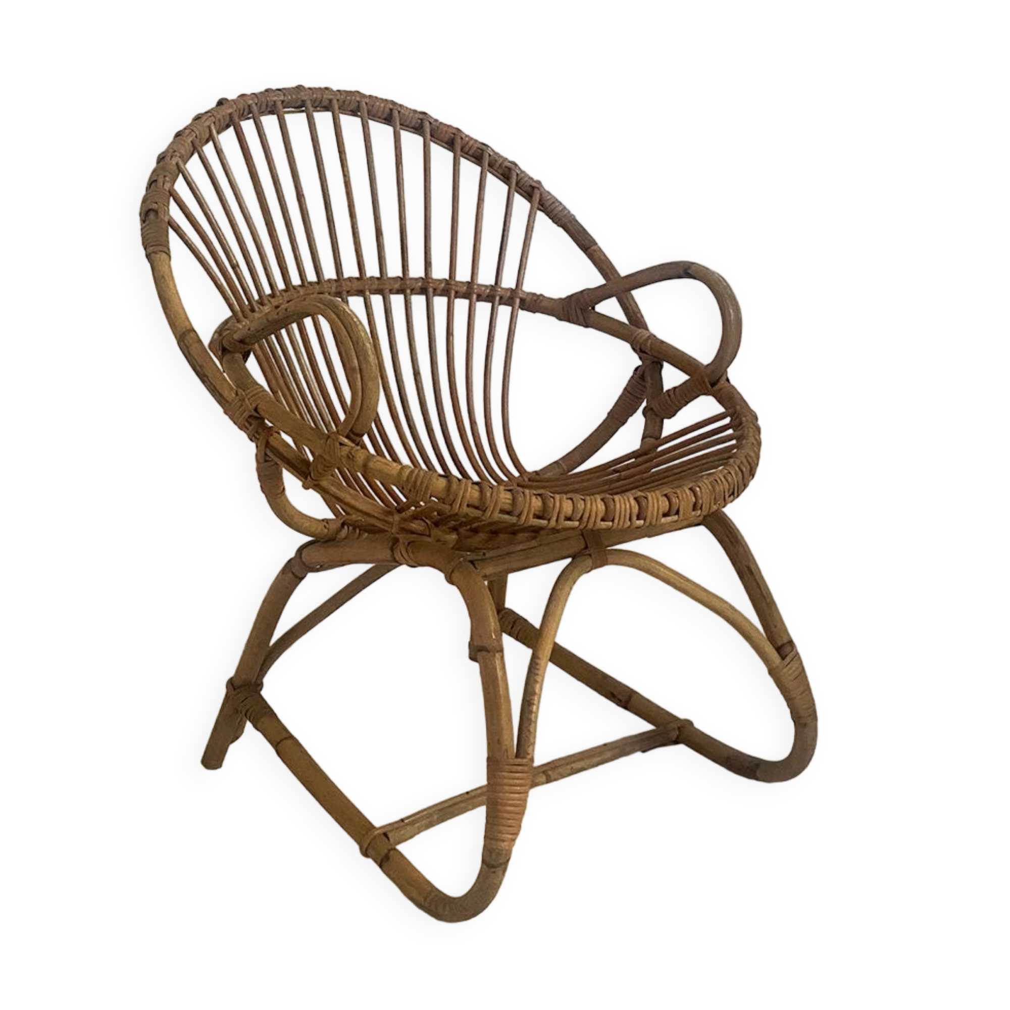 Vintage rattan armchair 60's
