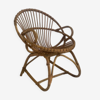 Vintage rattan armchair 60's