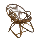 Fauteuil en rotin vintage 60's