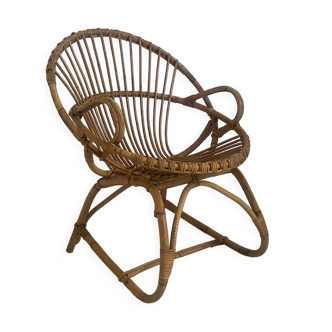 Vintage rattan armchair 60's