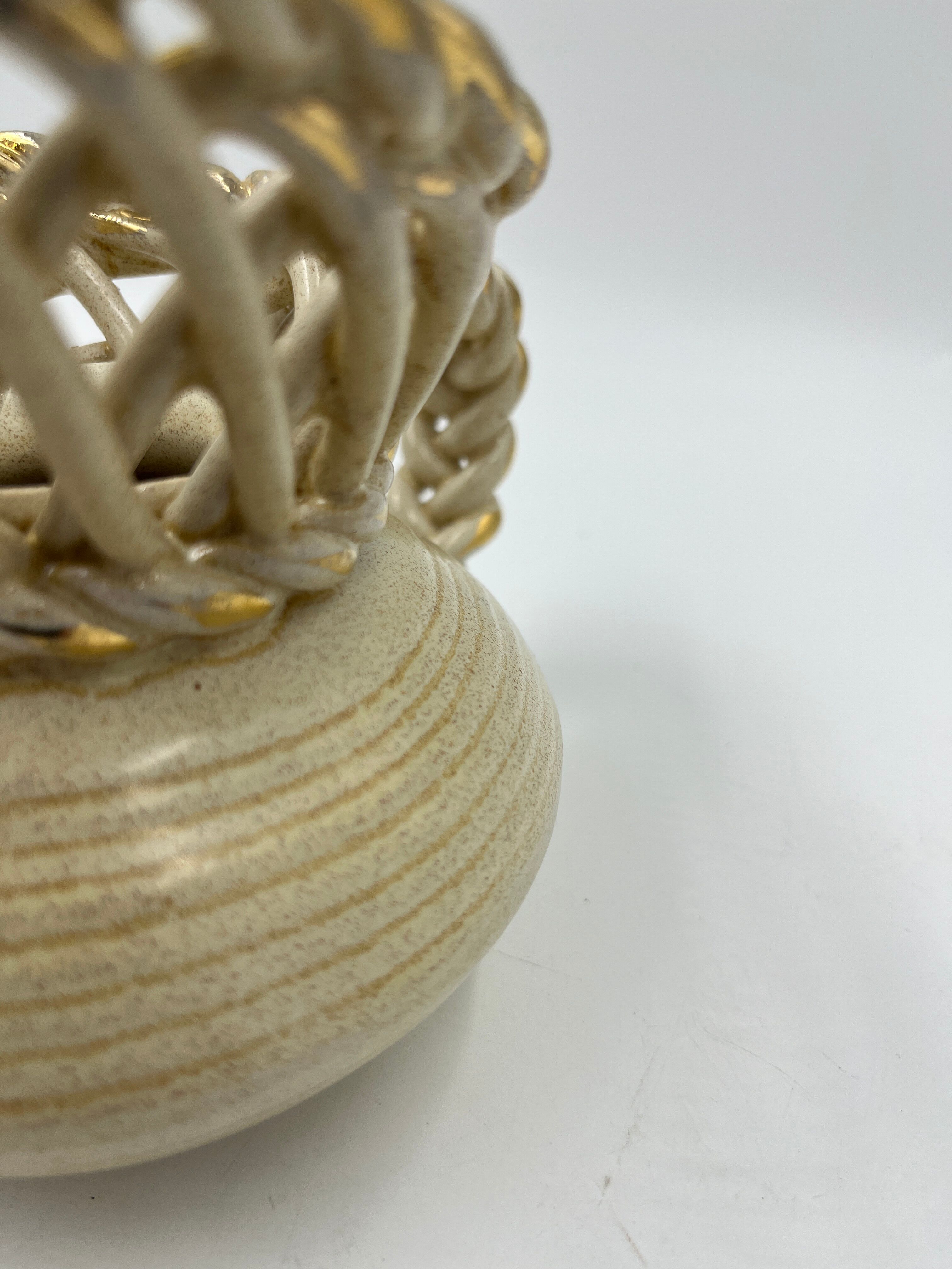 Beige vase in the shape of a jug, Art Deco, Thulin pottery.