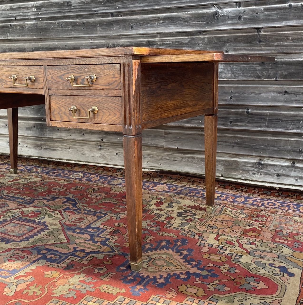 Flat desk double face in natural wood style  Louis XVI XIX eme century