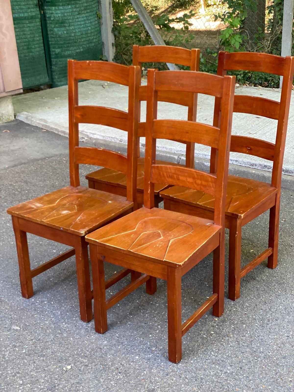 4 solid wood dining chairs in modern country style