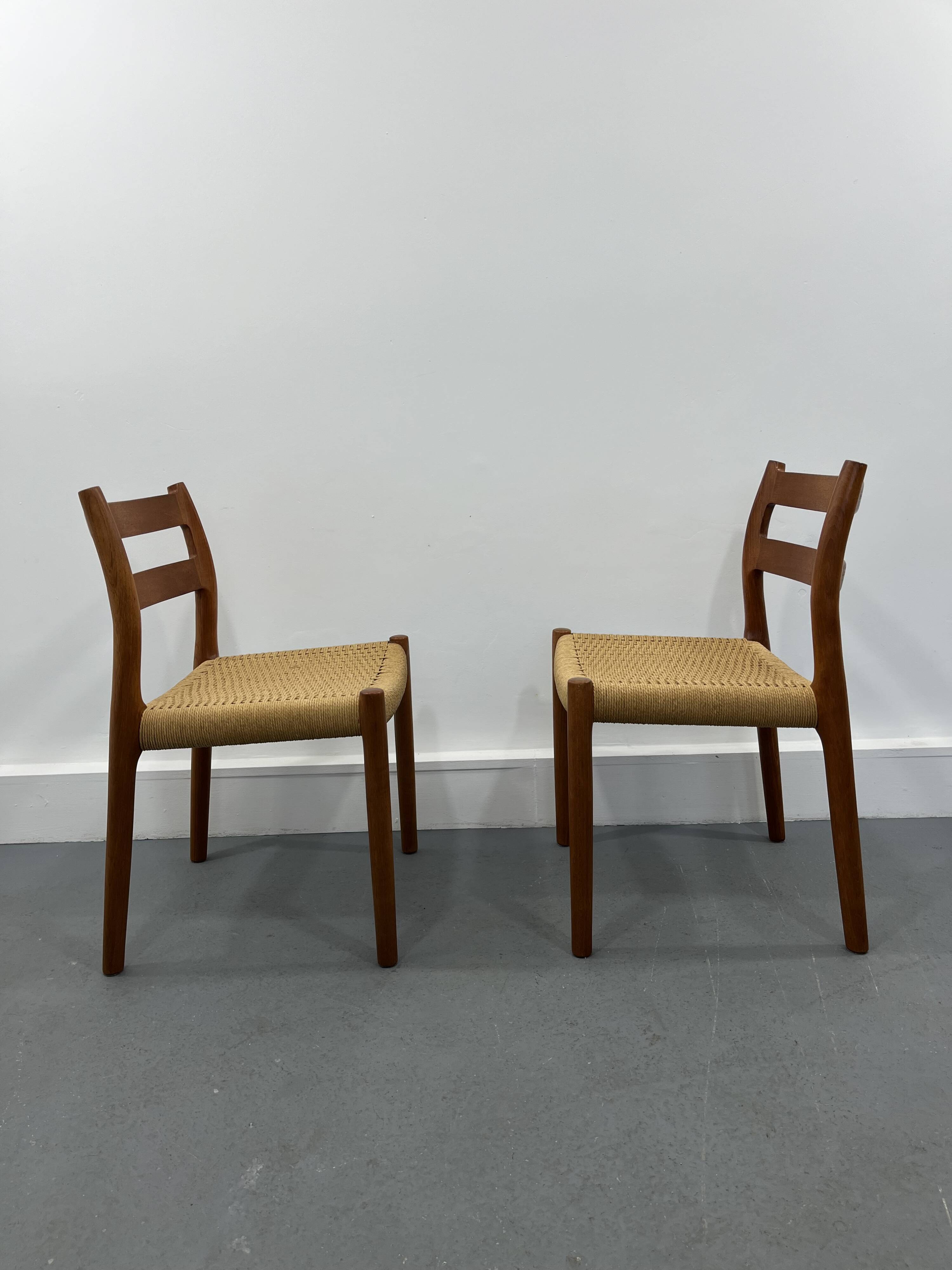 2 Danish Mid-Century Teak Dining Chairs #84 by Niels O. Møller for J. L. Moller
