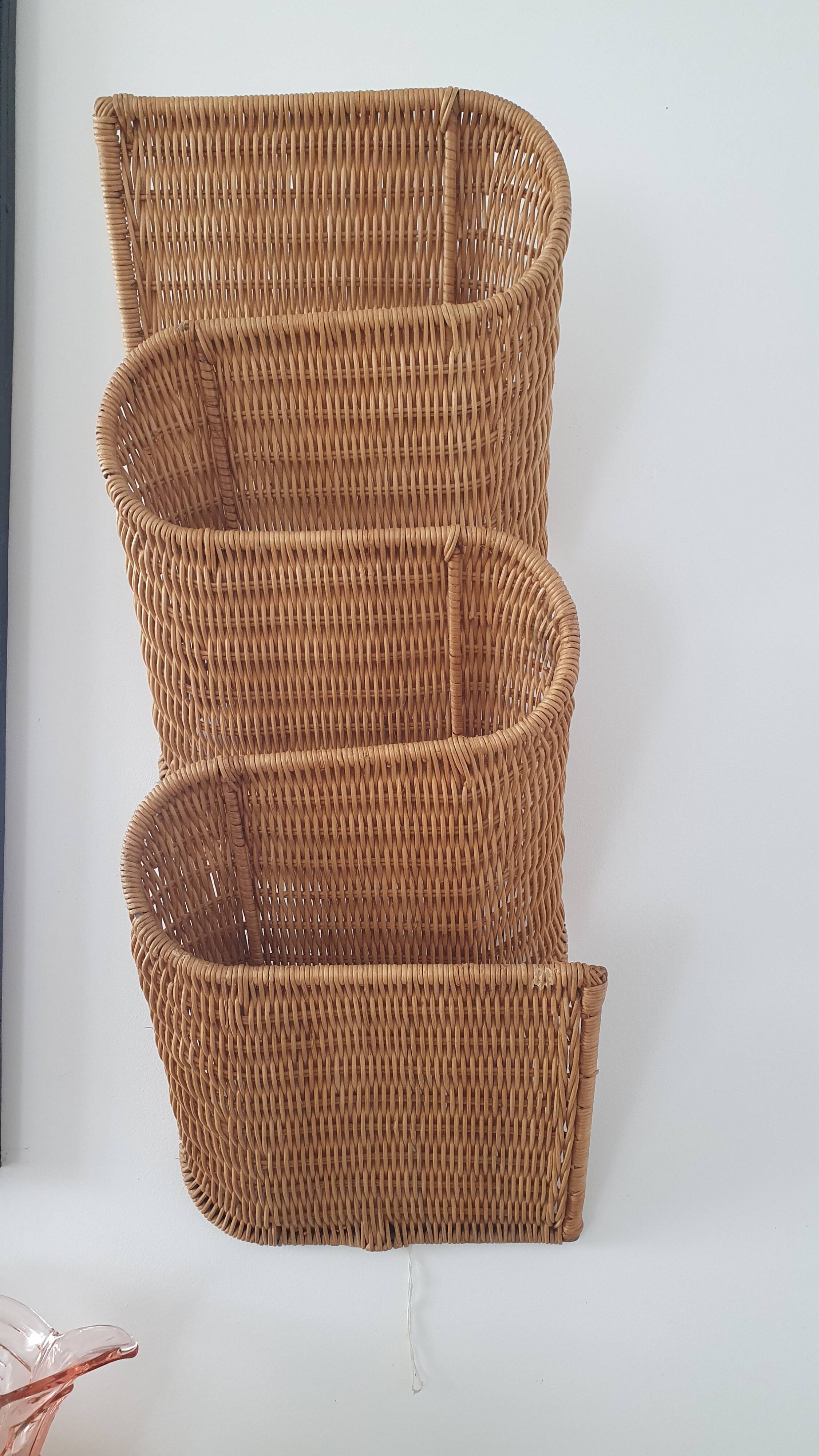 Vintage rattan magazine rack