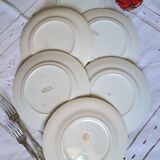 Assiettes plates anciennes dépareillées en faïence