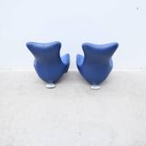 Pair of "balou" armchairs by jane worthington for leolux in leather, 1980