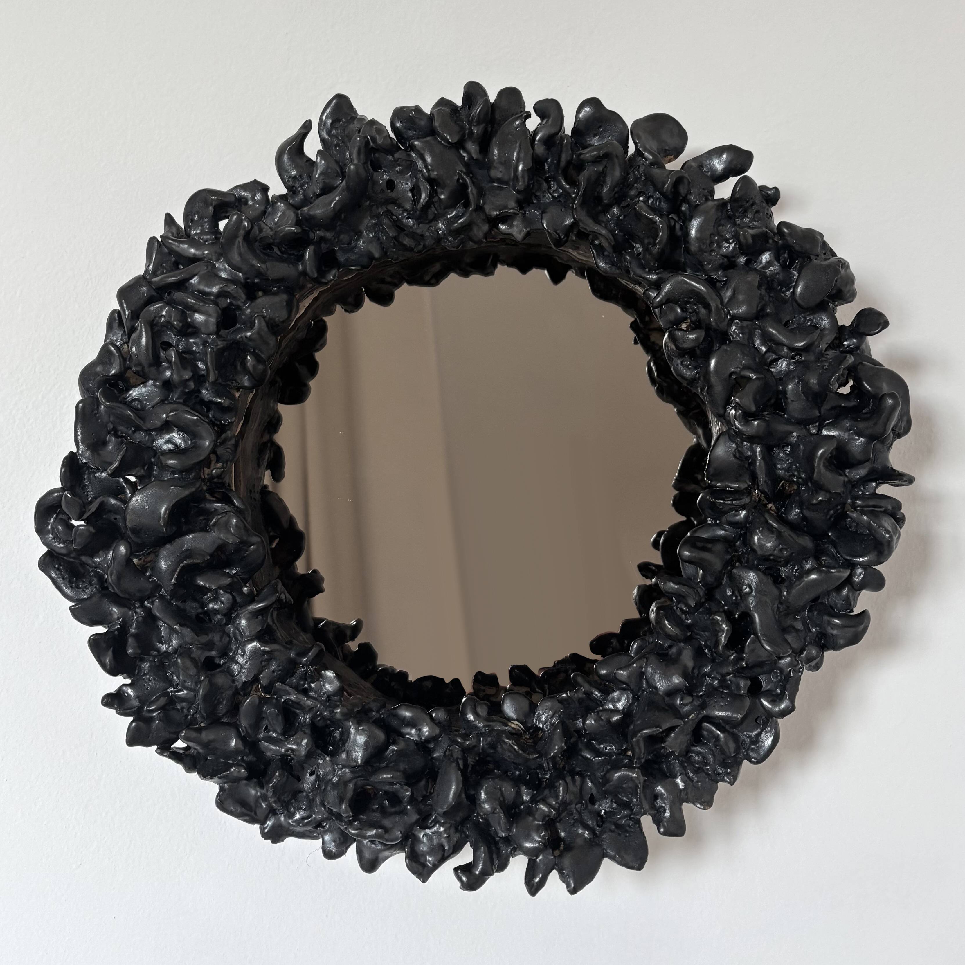 Contemporary French ceramic mirror, Bosco by Renzo Maar.