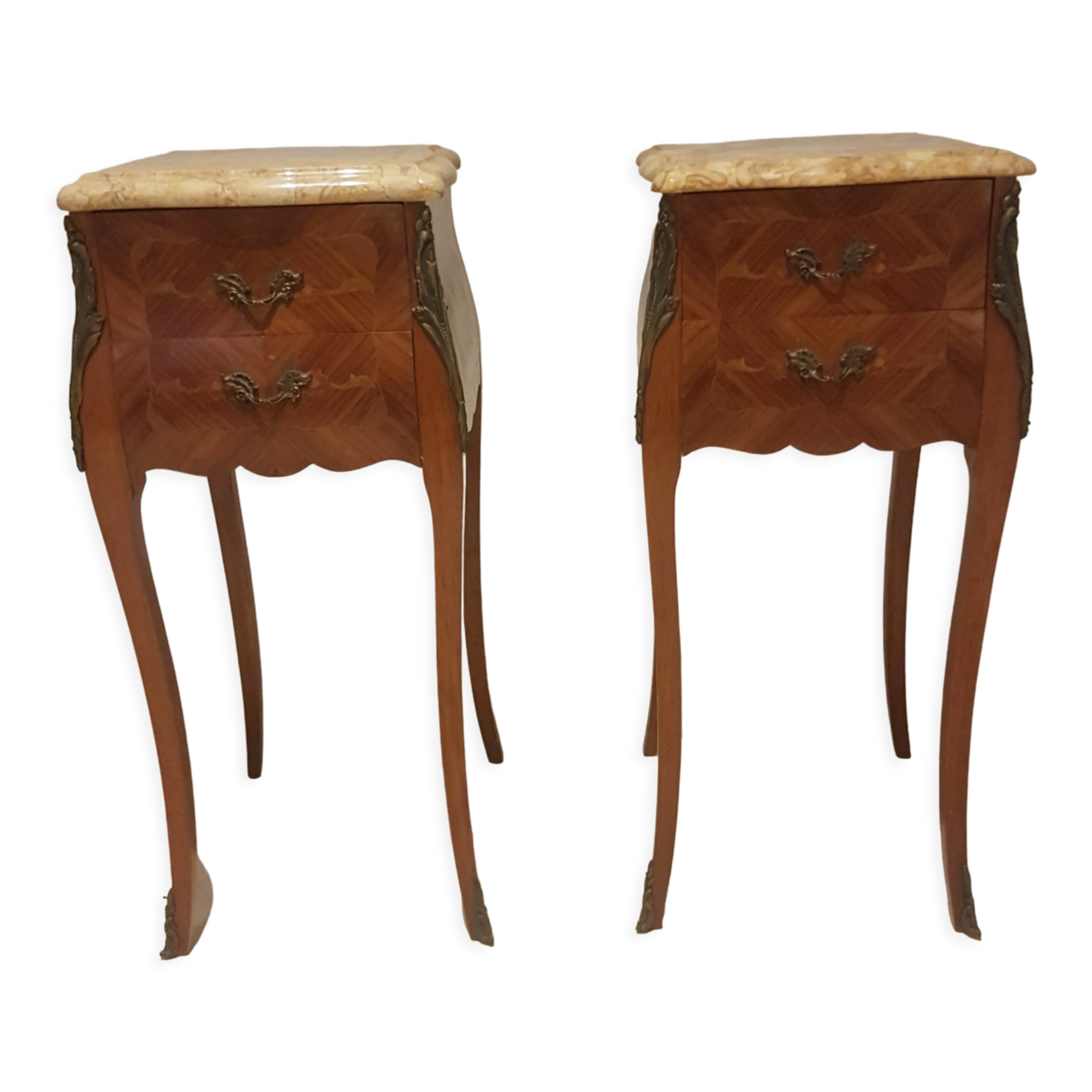 Pair of bedside tables marble top