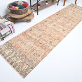 Tapis floral orange vintage, 340x85cm