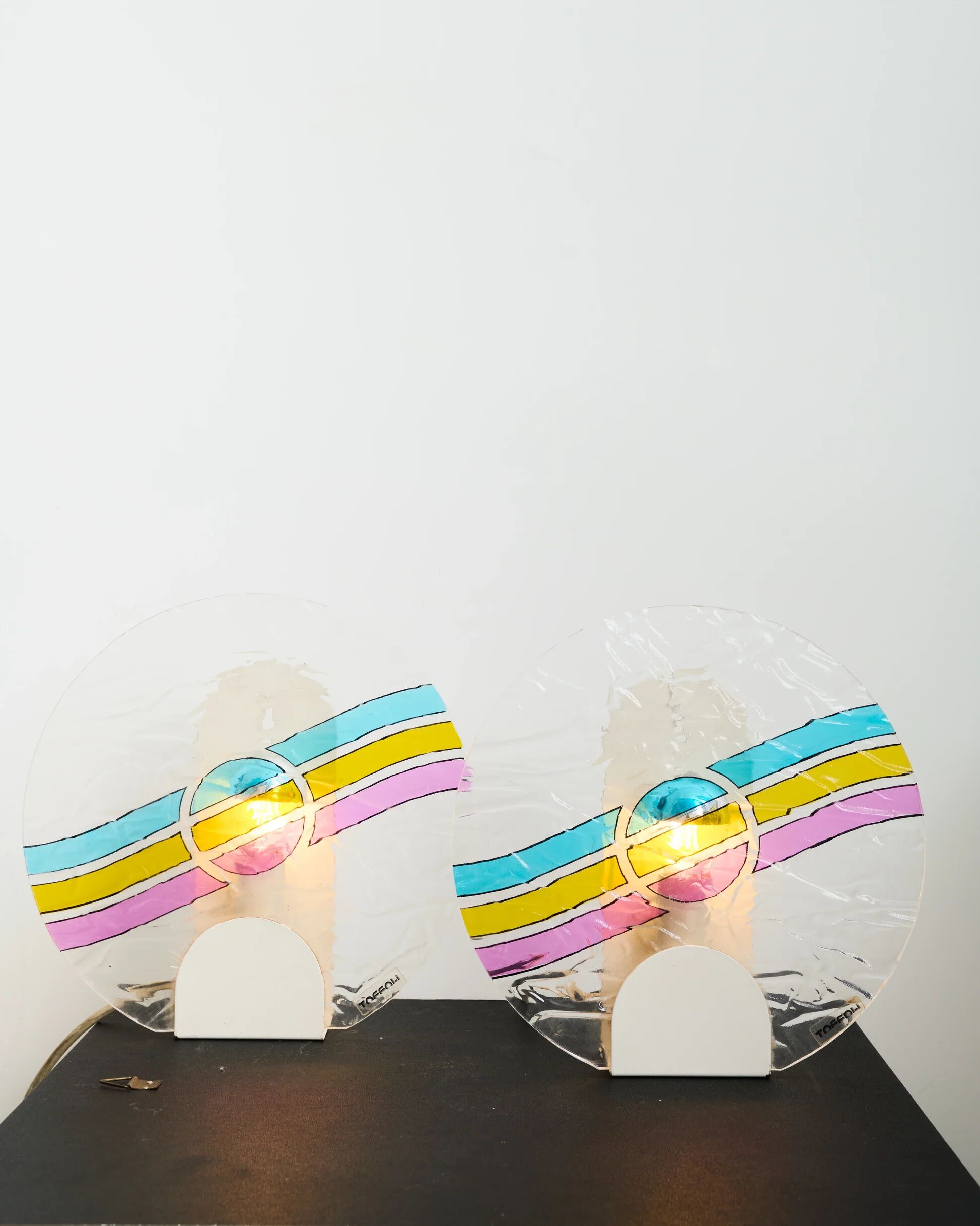 Pair of wall lights series "Disco", Toffoli, Italy, 1980s