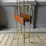 Brass and wood magazine holder William Tonks and sons
