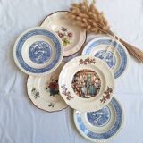 Vintage blue beige soup plates