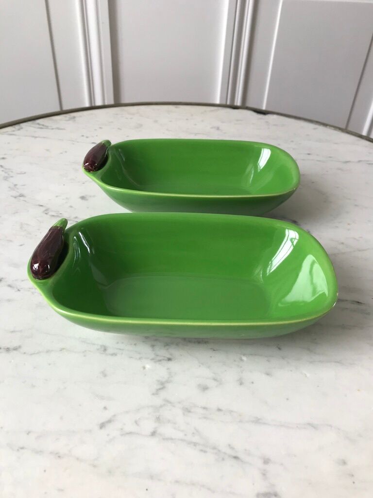 Pair of pocket saint clément model aubergine barbotine years 60-70