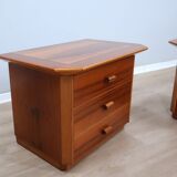 Pair of solit walnut nightstands bedside table late 1970s