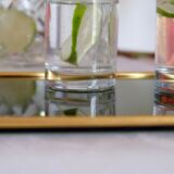 Serving tray in brass and Italian green smoked glass 50s