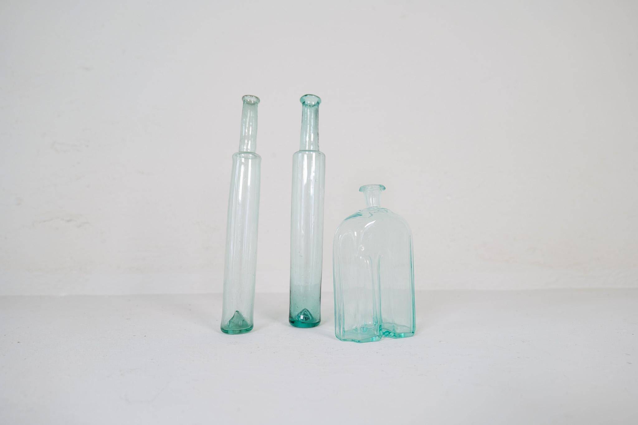 Antique set of 3 decorative bottles / vases from Sweden circa 1800