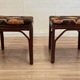 Rattan bench or pair of stools from the 1950s
