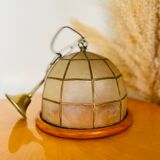 Pendant lamp in mother-of-pearl and vintage brass