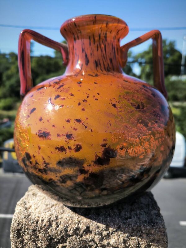 Vase en pâte de verre et inclusion d'or daum 1930