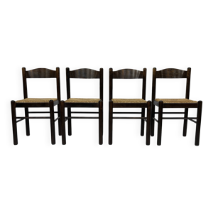 Lot de 4 chaises en bois - marron