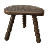 Tabouret tripode en bois style brutaliste