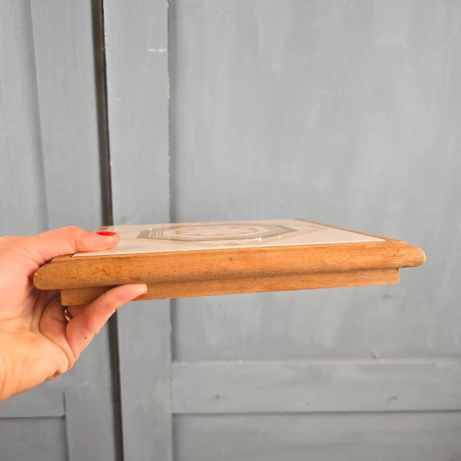 Vintage trivet made in Italy – 1970s ceramic & wood