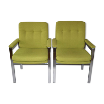 Pair of chrome armchairs Milo Baughman, 1970s