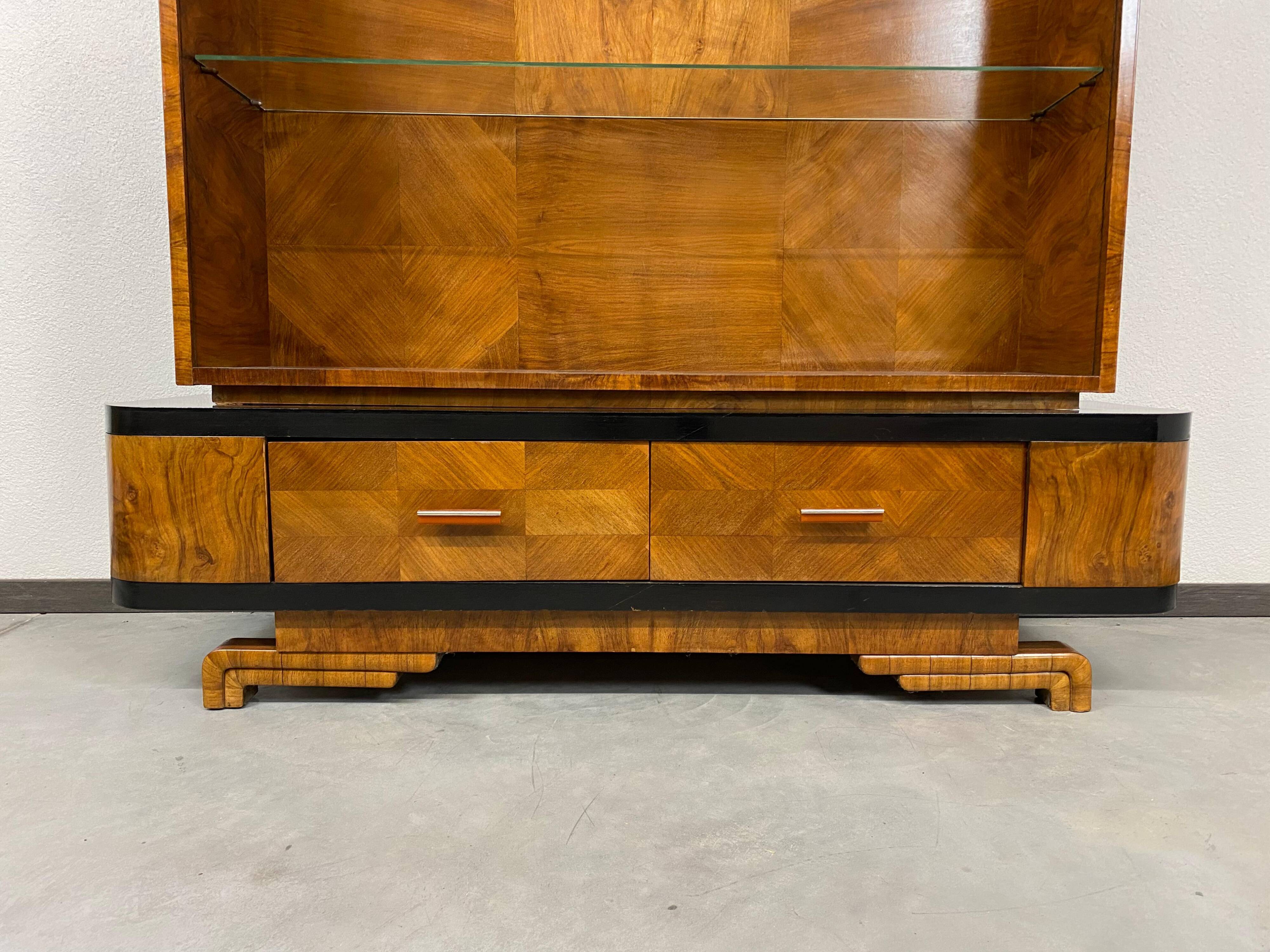 Art Deco display cabinet in walnut