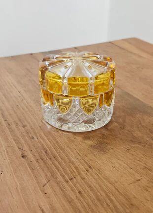 Amber and transparent crystal box Val Saint-Lambert Art Deco
