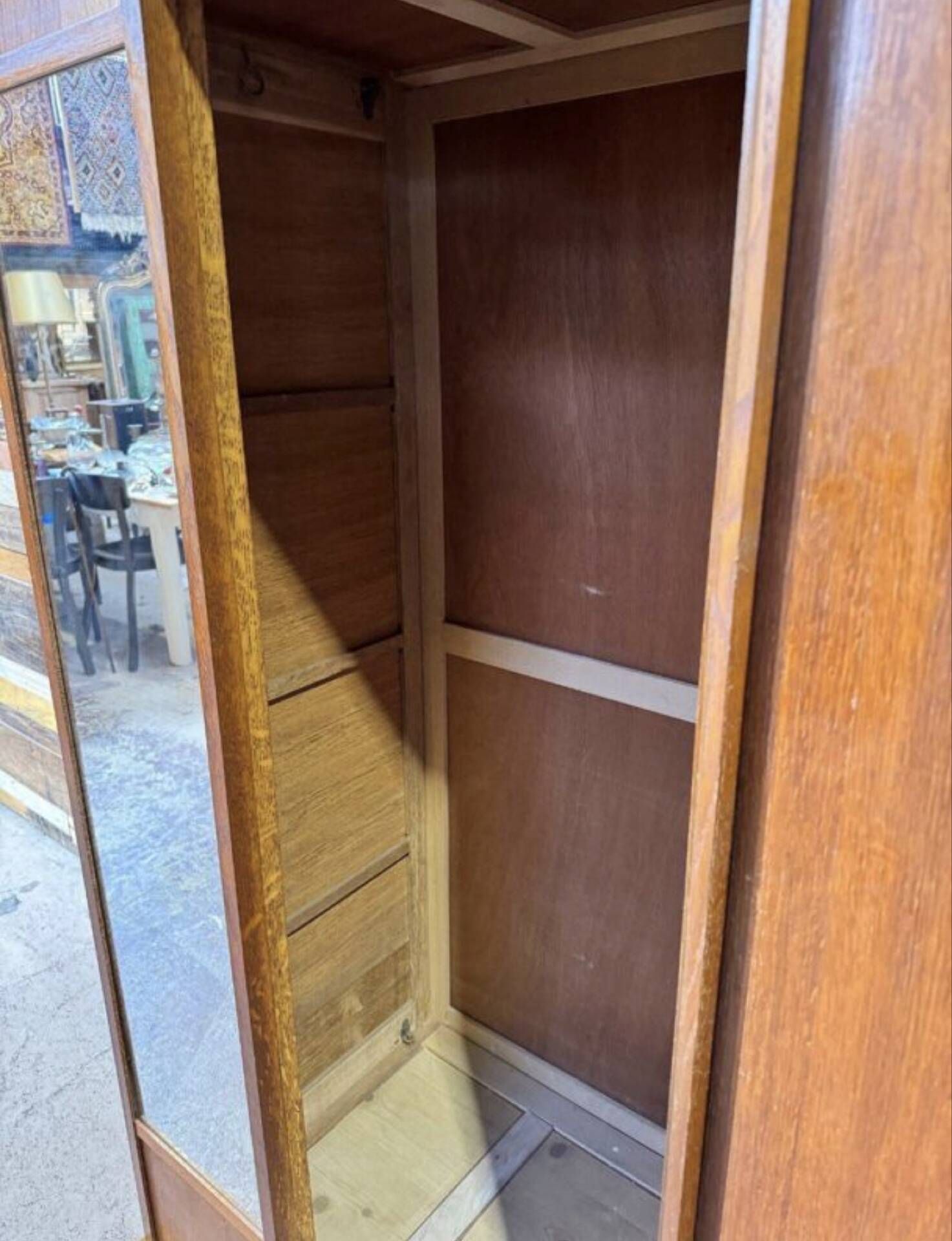Vintage sliding door wardrobe with mirror - 1970s