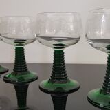 4 old Alsatian Roemer wine glasses decorated with vines