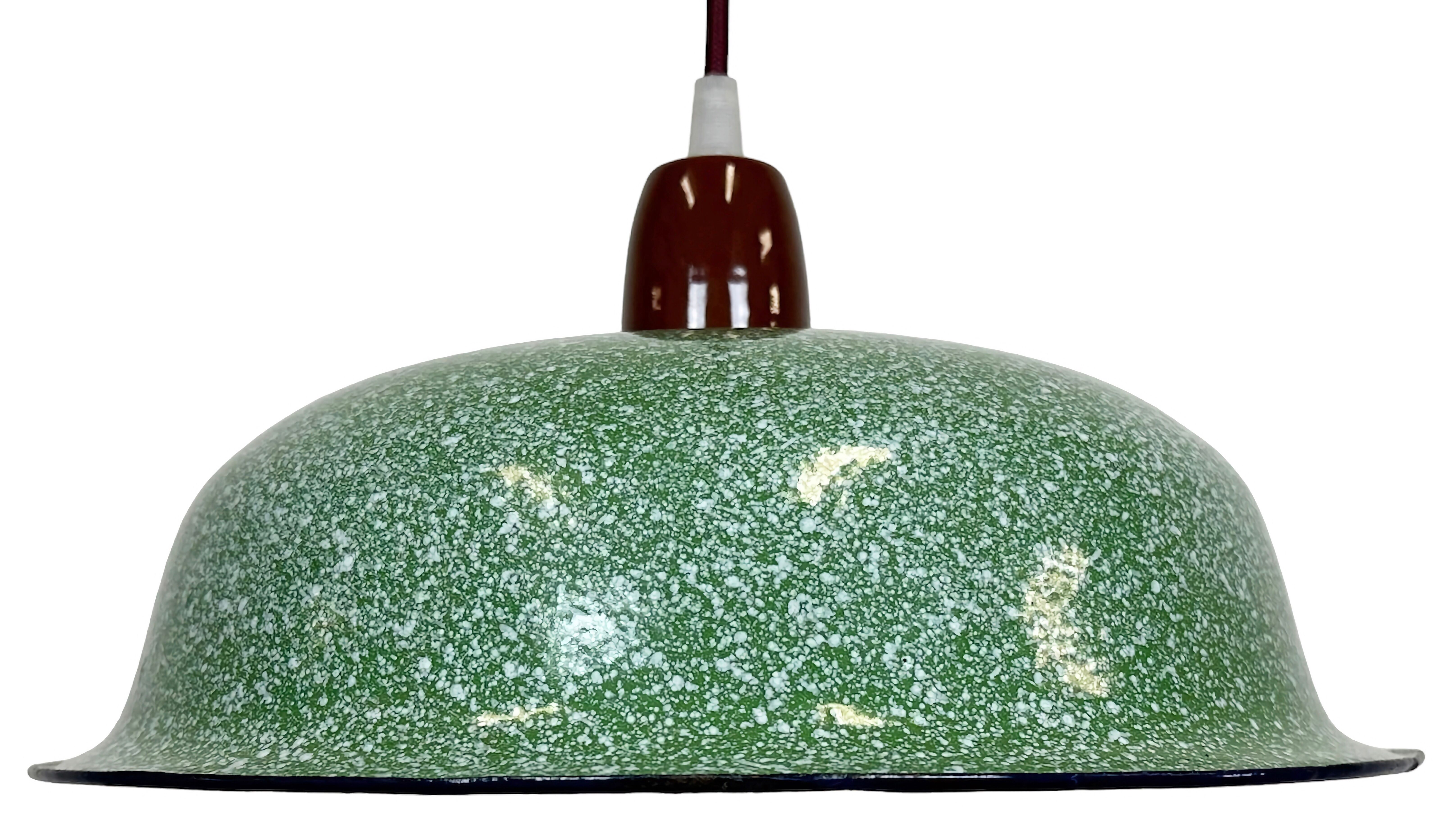 Industrial Factory Green Enamel Ceiling Lamp , 1960s