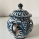 Fajalauza earthenware sugar bowl with handles, Granada, Spain, circa 1970