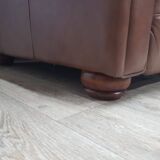 Mid-Century, Chesterfield sofa, natural leather