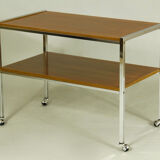 1970s Walnut and Chrome Trolley