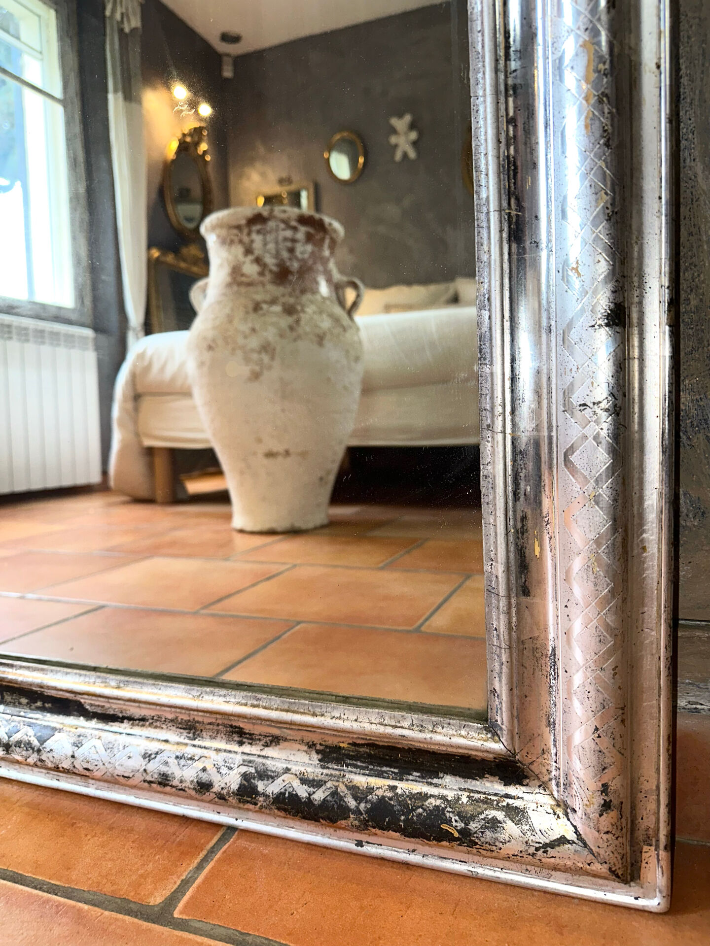 Louis-Philippe antique silvered mirror 19th century