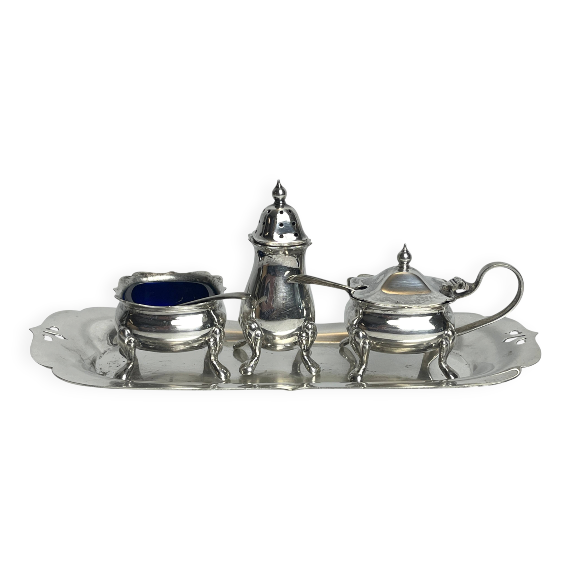 Tableware, 3-piece server silver-plated tray early 20th century