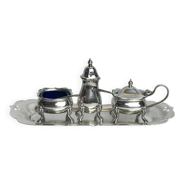 Tableware, 3-piece server silver-plated tray early 20th century