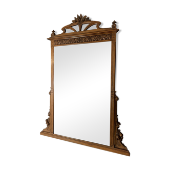 Miroir époque Art nouveau en bois naturel 114x153cm