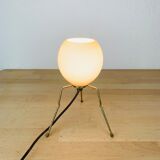 Lamp tripod brass 50s egg globe opaline
