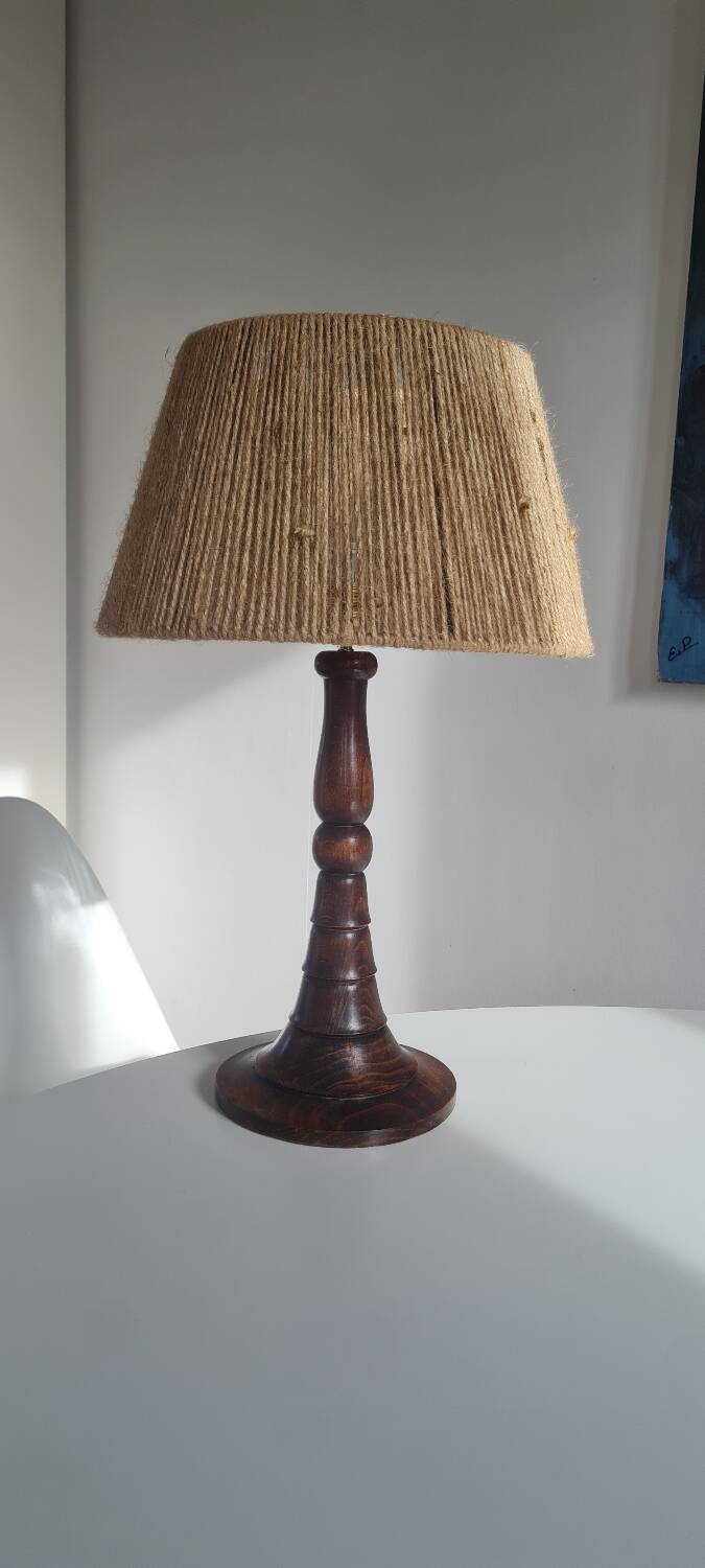 Turned wood lamp circa 1950