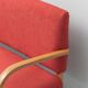 Vintage 2-seater sofa – in wood and red fabric, 1960s modernist