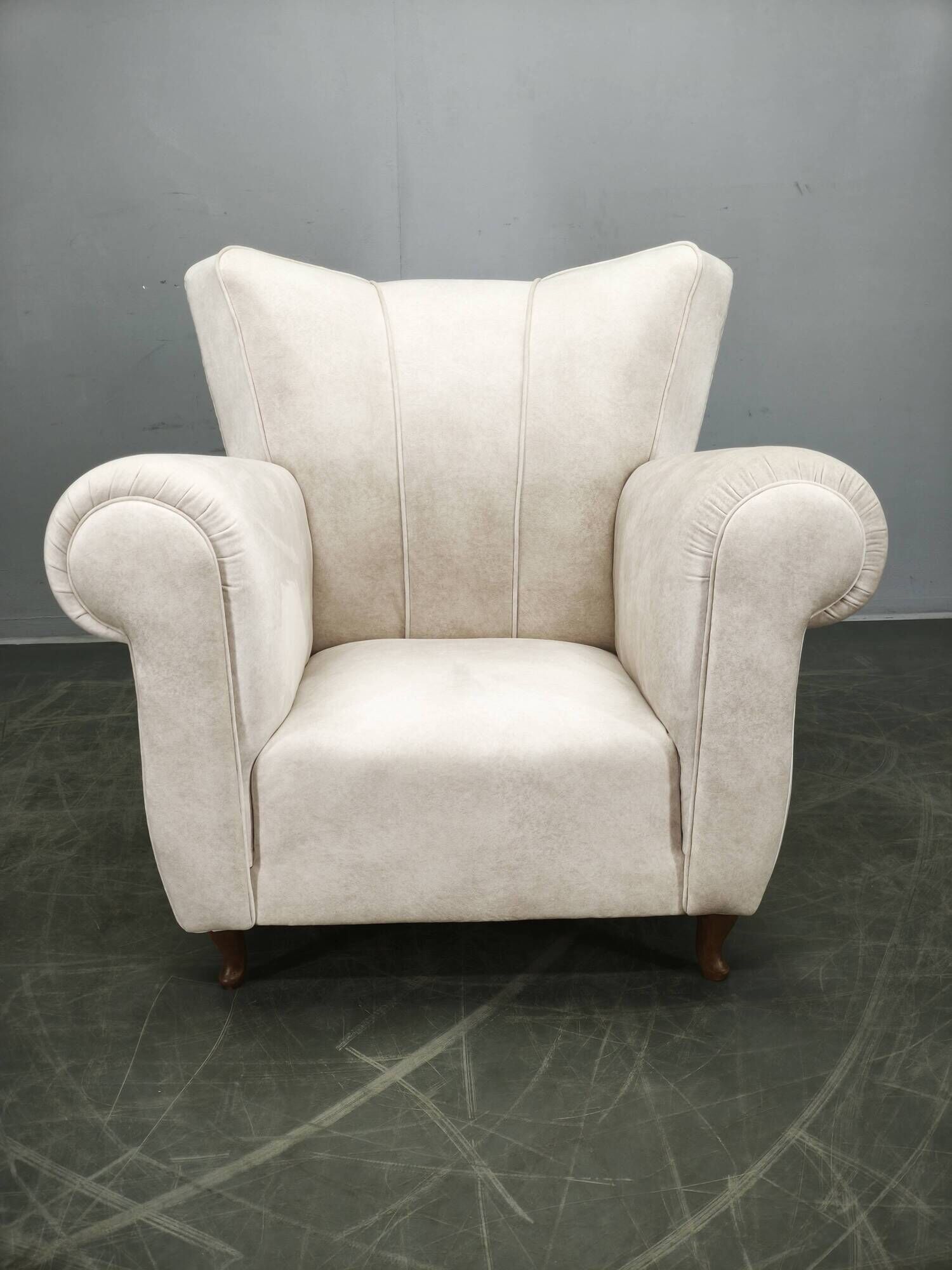 Italian Lounge Armchair in Beech Wood, Newly Upholstered, 1950s